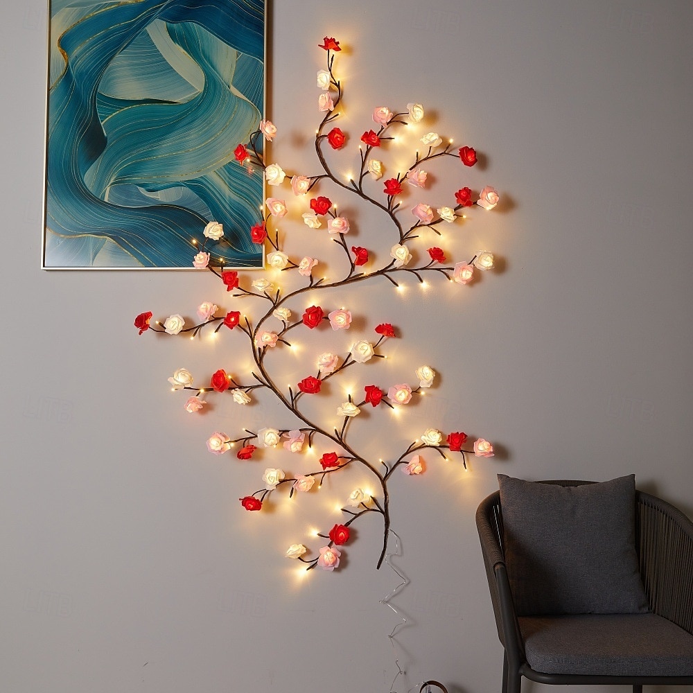 LED-grenlampa rosrotningslampa 2,3m 144 lysdioder fjärrkontroll USB-driven böjbar atmosfärsljus ros alla hjärtans dag bröllop sovrum vardagsrum vägg julfest heminredning 2025 - $121.99 –P7