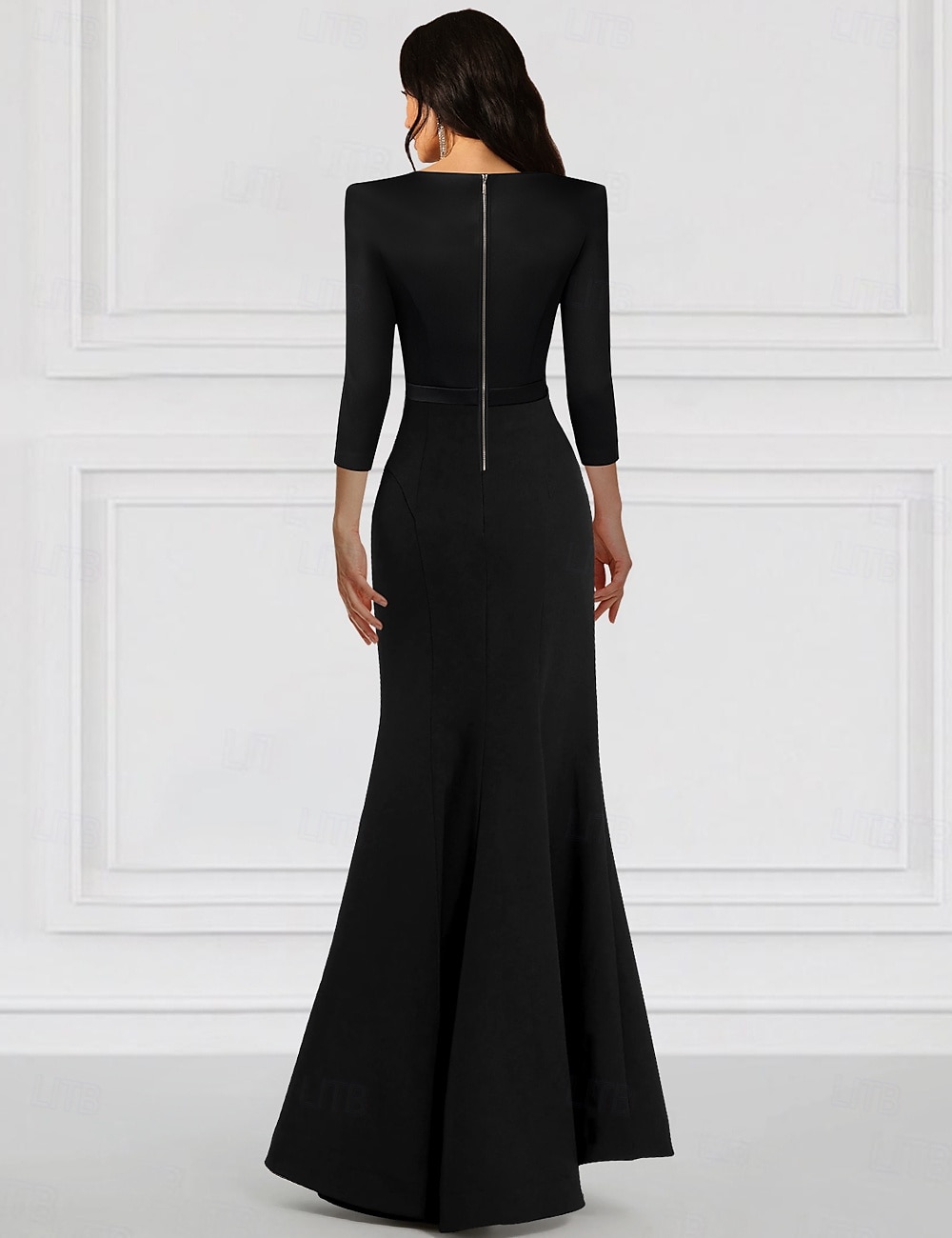 Rochie de smoking Trompetă / Sirenă Sirenă Oficial Nuntă Invitat la nunta Crep stretch Elegant Manșon Lung Lungime Podea În V 2025 - $164.99 –P2