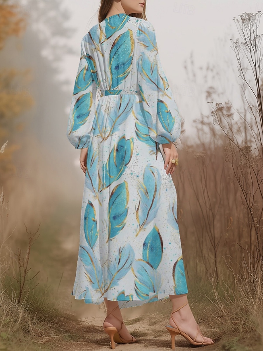 Damen Midikleid Freizeitkleid Chiffon Schwingkleid Modern Urlaub Täglich Wochenende Normale Passform Feder Langarm V Ausschnitt Weiß Blau Leicht Blau Sommer Frühling Herbst 2025 - $31.99 –P2