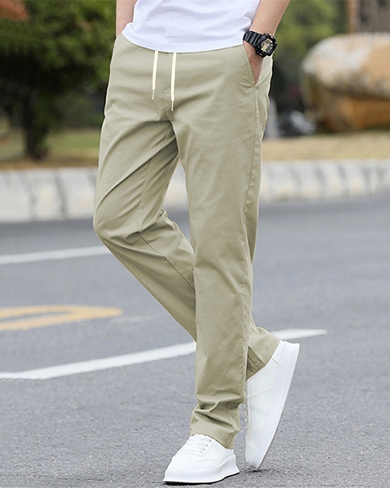 Per uomo Pantaloni Chinos Tasca Elastico in vita Coulisse Semplice Comodità Formale Feste Lavoro Moda Stile Classico Nero Verde chiaro Micro-elastico del 2025 a $17.99 –P1