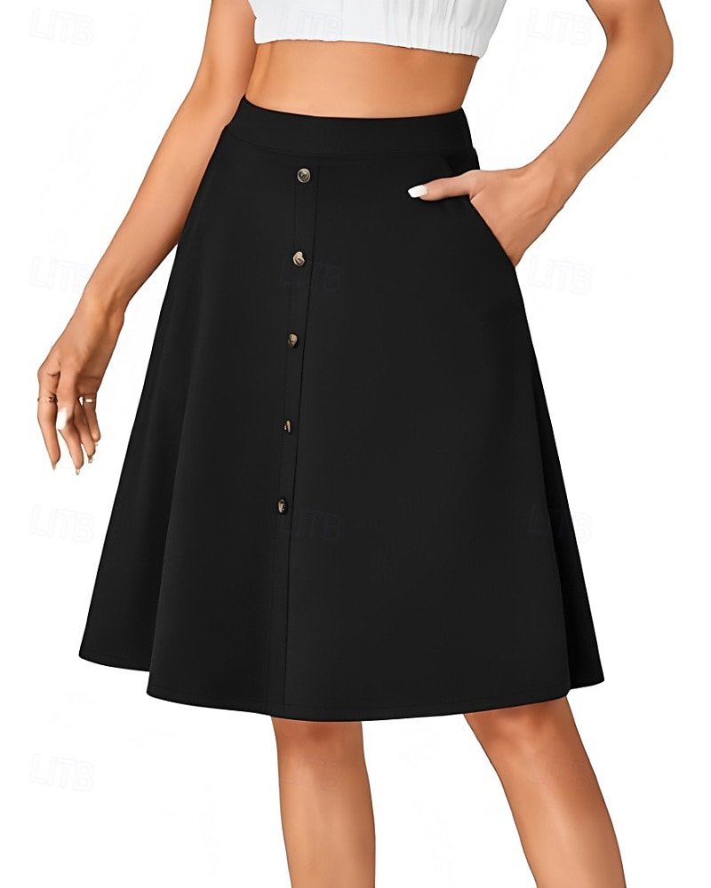 Femmes Jupe Occasionnel Au-dessus du genou Taille Basse Jupes Uni Avec Poches Micro-Élastique Vacances Rue Noir Rouge Bleu Marron Automne Polyester de 2025 ? $20.99 –P9