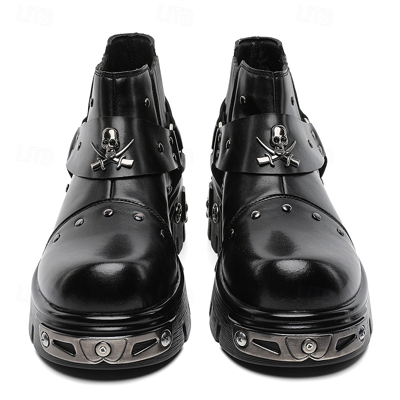 Per uomo Stivali Stivali da biker Camminata Vintage Casual Britannico Microfibra Confortevole Antiscivolo Caldo Stivaletti Mocassino Fascia Elastica Nero Argento Autunno Inverno del 2026 a $99.99 –P3