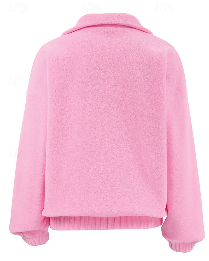 Damen Freizeitjacke Warm Bequem Reißverschluss Lässig Einfach Urlaub Ausgehen Pullover Regulär Umlegekragen Normale Passform Langarm Oberbekleidung Rosa Herbst Winter 2025 - $24.99 –P6