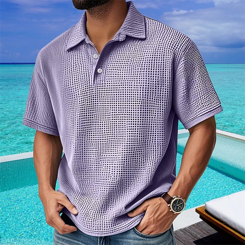 Per uomo Camicia di Velluto a Coste Maglia da golf Lavoro Casuale Bavero Manica Corta Essenziale Moderno Semplice Bottoni Estate Vestibilità regolare Nero Bianco Verde chiaro Rosso Blu marino Verde del 2026 a $18.99 –P10