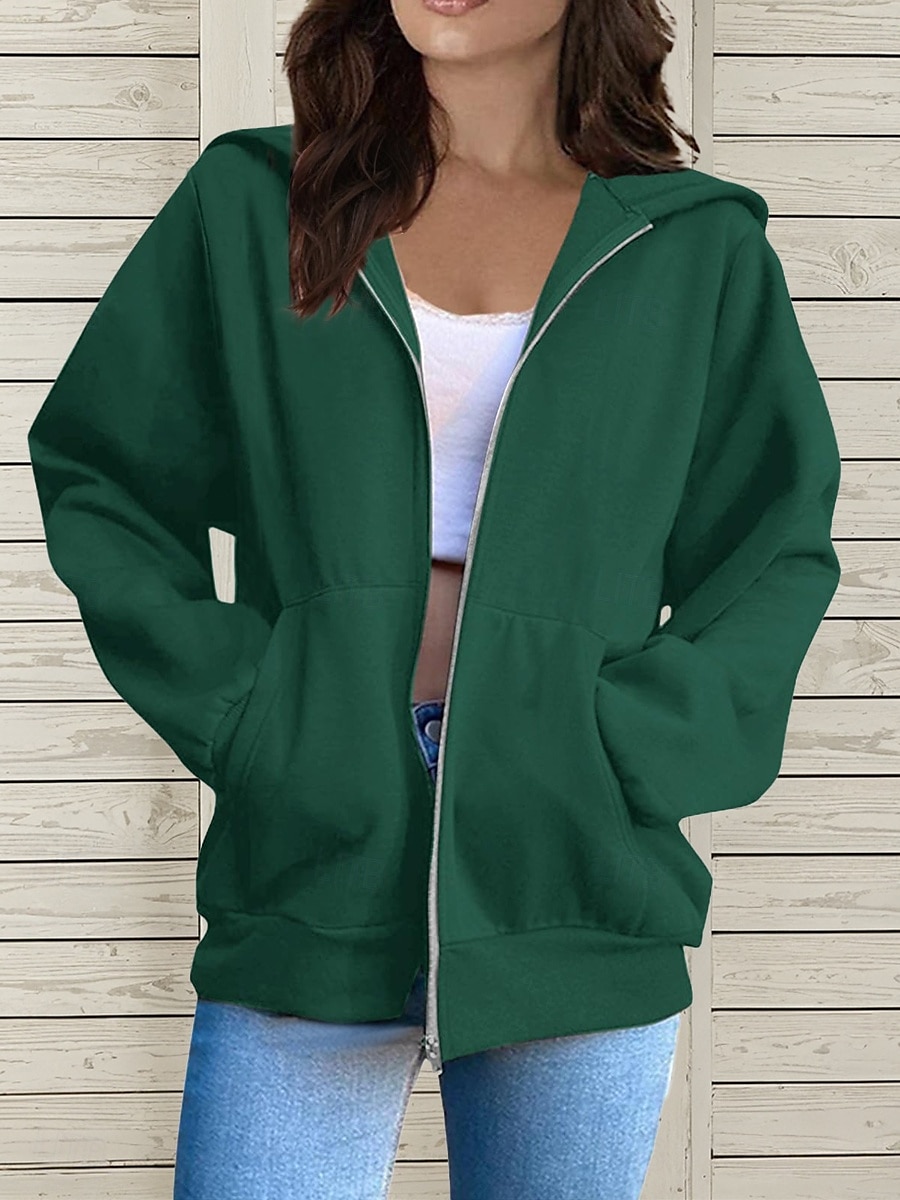 Per donna Felpe con cappuccio Semplice Attivo Etnico Casual Manica Lunga Con Cappuccio Top Regolari Casuale Ferie Con zip Cerniera Coulisse Nero Bianco Rosa Blu Verde Primavera Autunno del 2025 a $27.99 –P7