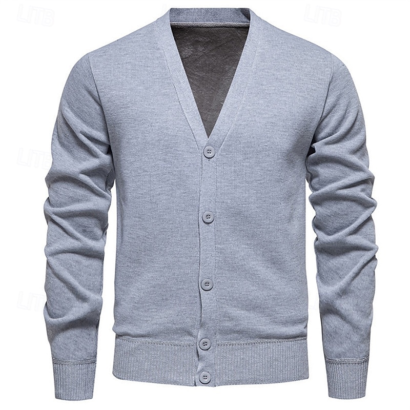 Voor heren Vest Trui Vest Bijgesneden vest trui Bijgesneden trui Geribd breien Normale tops Dichtknopen Gebreid Effen / effen kleur V-hals Stijlvol Casual Alledaagse kleding Uitgaan Kleding Herfst 2026 - $26.99 –P1