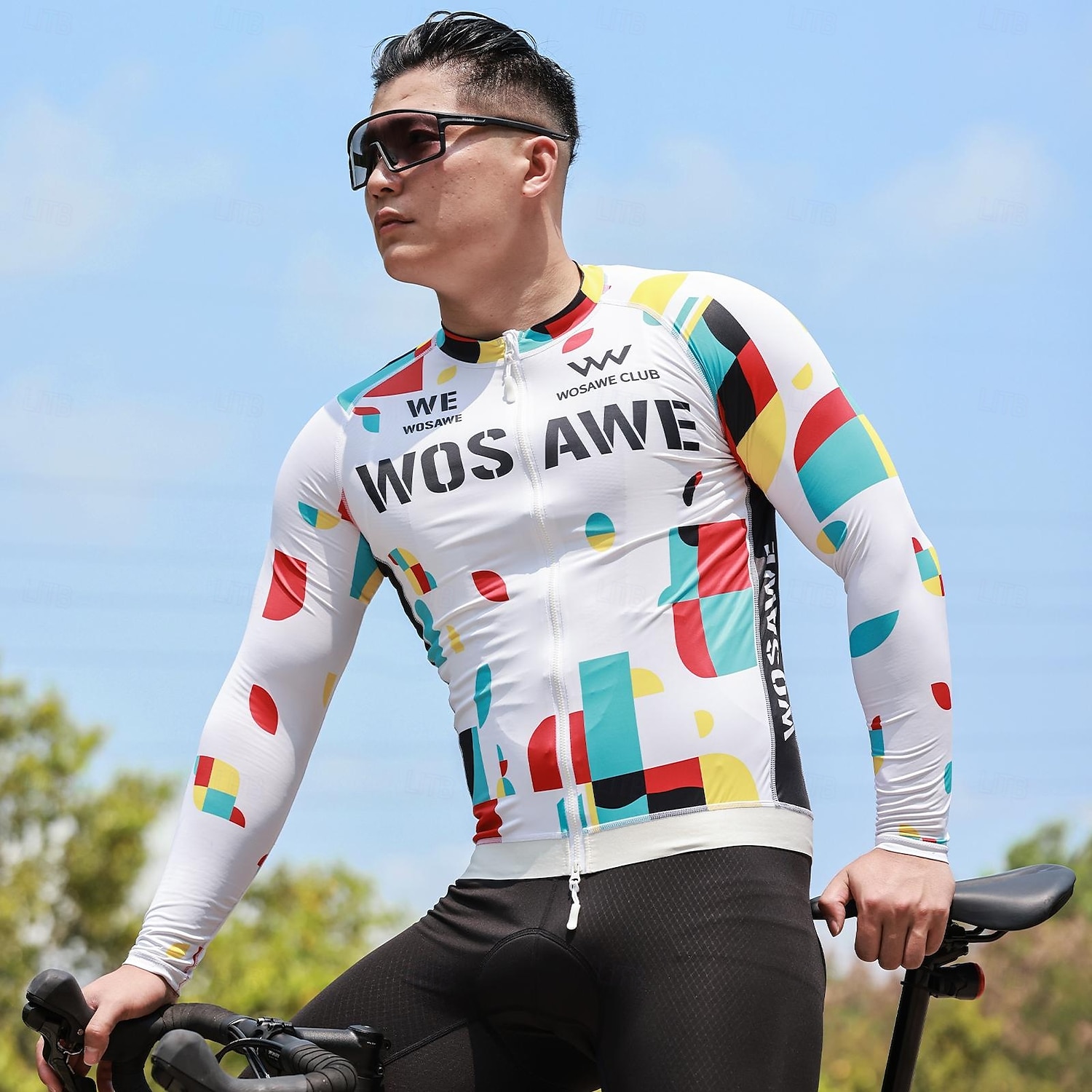 WOSAWE Spring Summer Men's Cycling Long Sleeve Quick Dry Breathable Printed Top Road Cycling Jersey Jacket BD270 2025 - $42.99 –P6