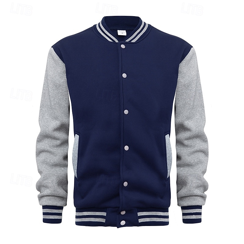 Per uomo Maglia Felpa con cappuccio abbottonata Blu marino Blu Grigio chiaro Grigio scuro Colletto Mao Semplice Patchwork Blocco di colore Sport & Outdoor Casuale Quotidiano Streetwear Cool del 2026 a $28.99 –P4