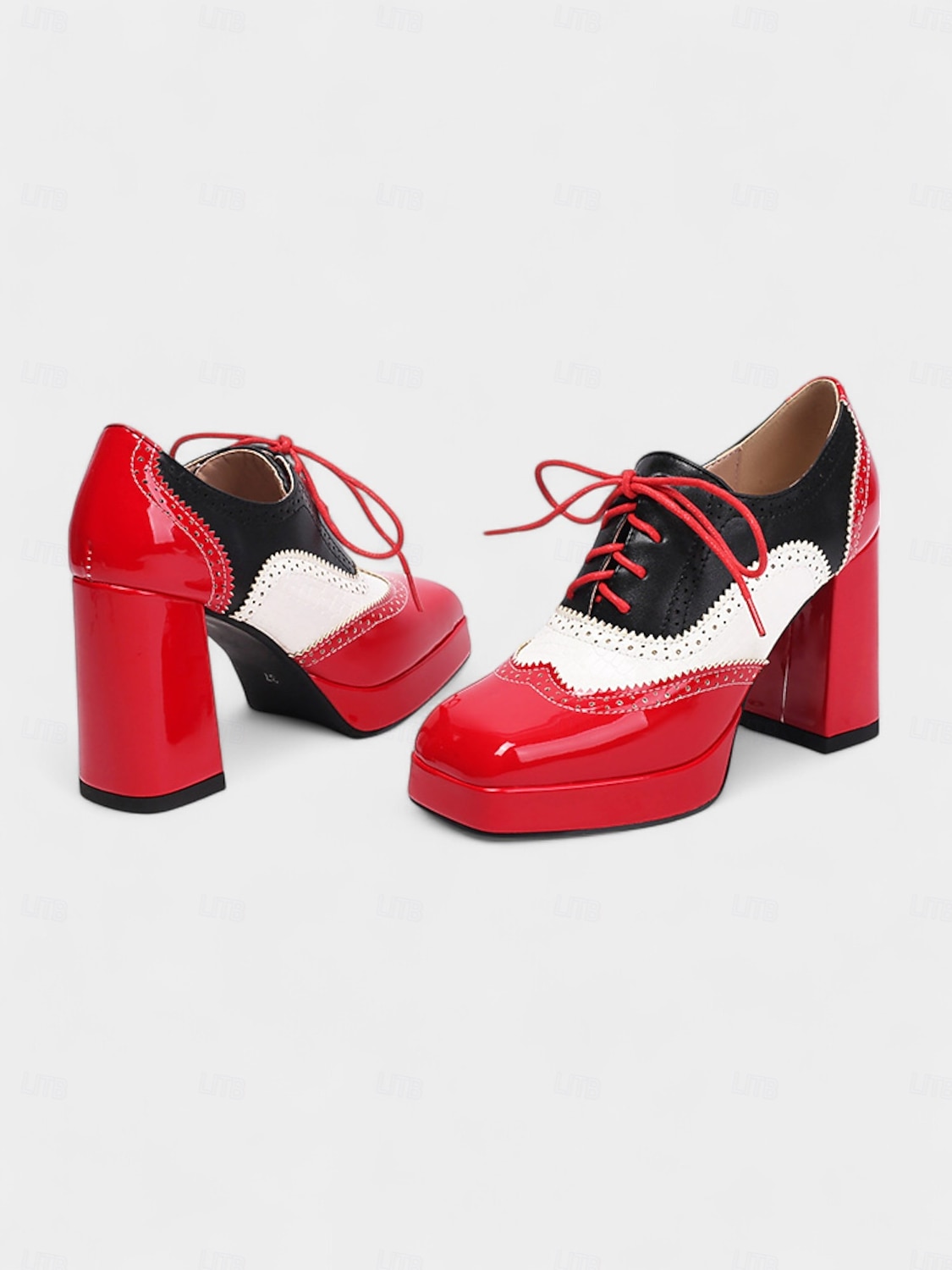 női színes oxford platform sarkú cipő – retró lakkbőr fűzős brogue cipők feltűnő megjelenéshez és kosztümökhöz 2025 - $59.99 –P4