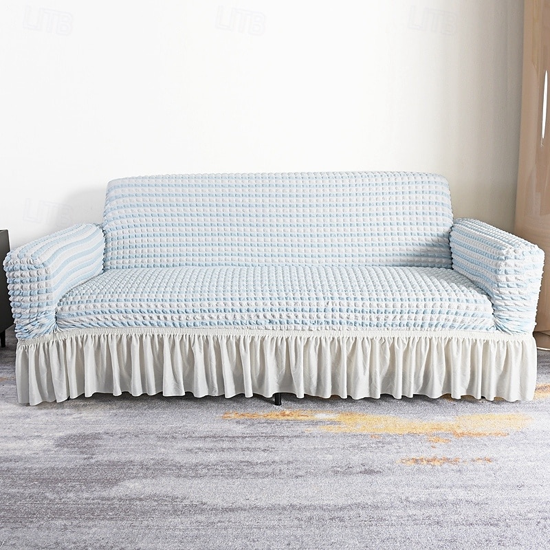 3D Bubble Lattice Elegant Stretch Sofa Cover Loveseat Cover Couch Cover Spandex Elastic Sofa Slipcover Protector with Skirt 2025 - $39.99 –P15