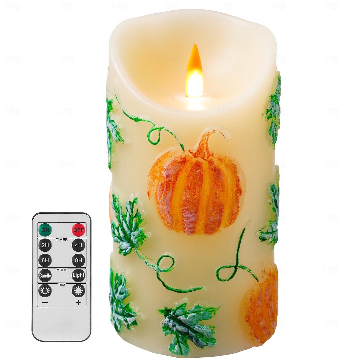 1/2 paquet 15 * 7cm bougie électronique de simulation LED en relief bougie en cire de paraffine tête de flamme vacillante Halloween Thanksgiving en forme de citrouille lumière d'ambiance de fête de 2025 ? $14.99 –P4