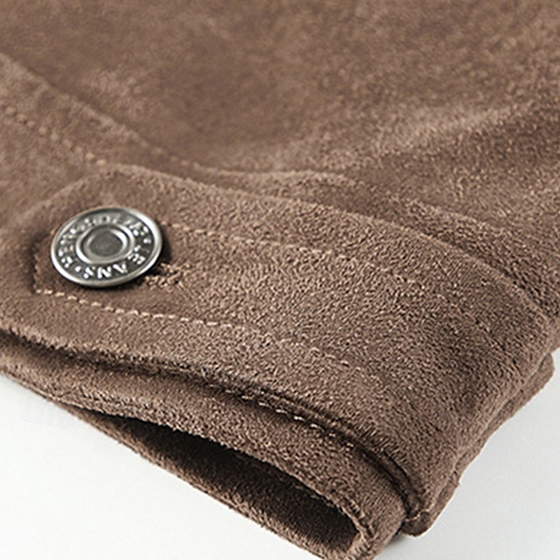 Homme Veste Légère Veste en faux suède Vacances Quotidien Avec Poches Printemps Automne Uni Mode Classique Revers Régulier Noir Kaki Café Gris Veste de 2026 ? $57.99 –P12
