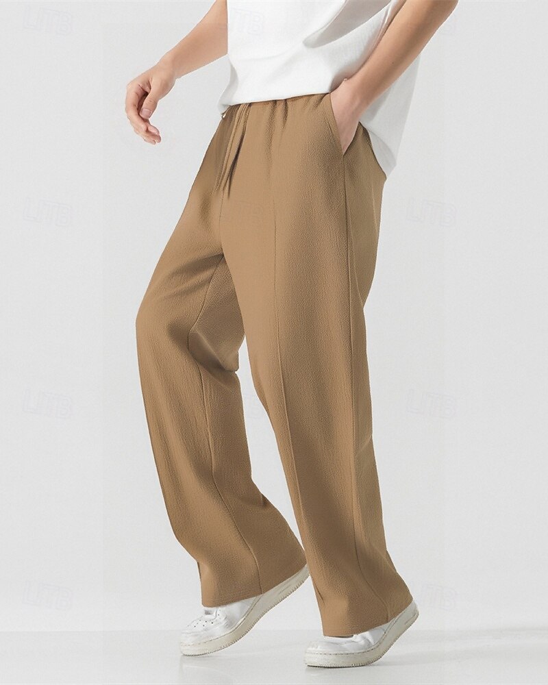 Per uomo Pantaloni in cotone e lino Pantaloni Pantaloni della tuta a gamba dritta Tasca Elastico in vita Coulisse Semplice Comodità Sport all'Aperto Quotidiano Moda Casual Nero Bianco Micro-elastico del 2025 a $18.99 –P10