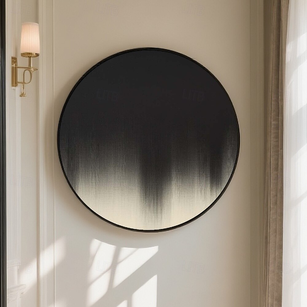 handgefertigte kreisförmige rein schwarze Galerie-Leinwand, modern strukturiert, mattes Finish, minimalistisches Statement-Wandbild, glatte Oberfläche, feiner Kantenkontrast, fertig zum Aufhängen, 2025 - $178.99 –P7