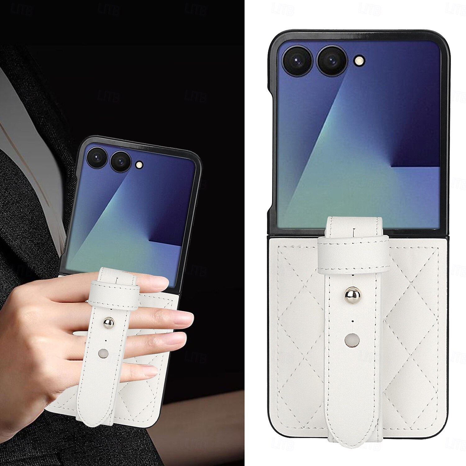 Phone Case For Samsung Galaxy Z Flip 7 Z Flip 6 Z Flip 5 Z Flip 4 Z Flip 3 Back Cover with Wrist Strap Shockproof Retro TPU PU Leather 2025 - $22.99 –P1