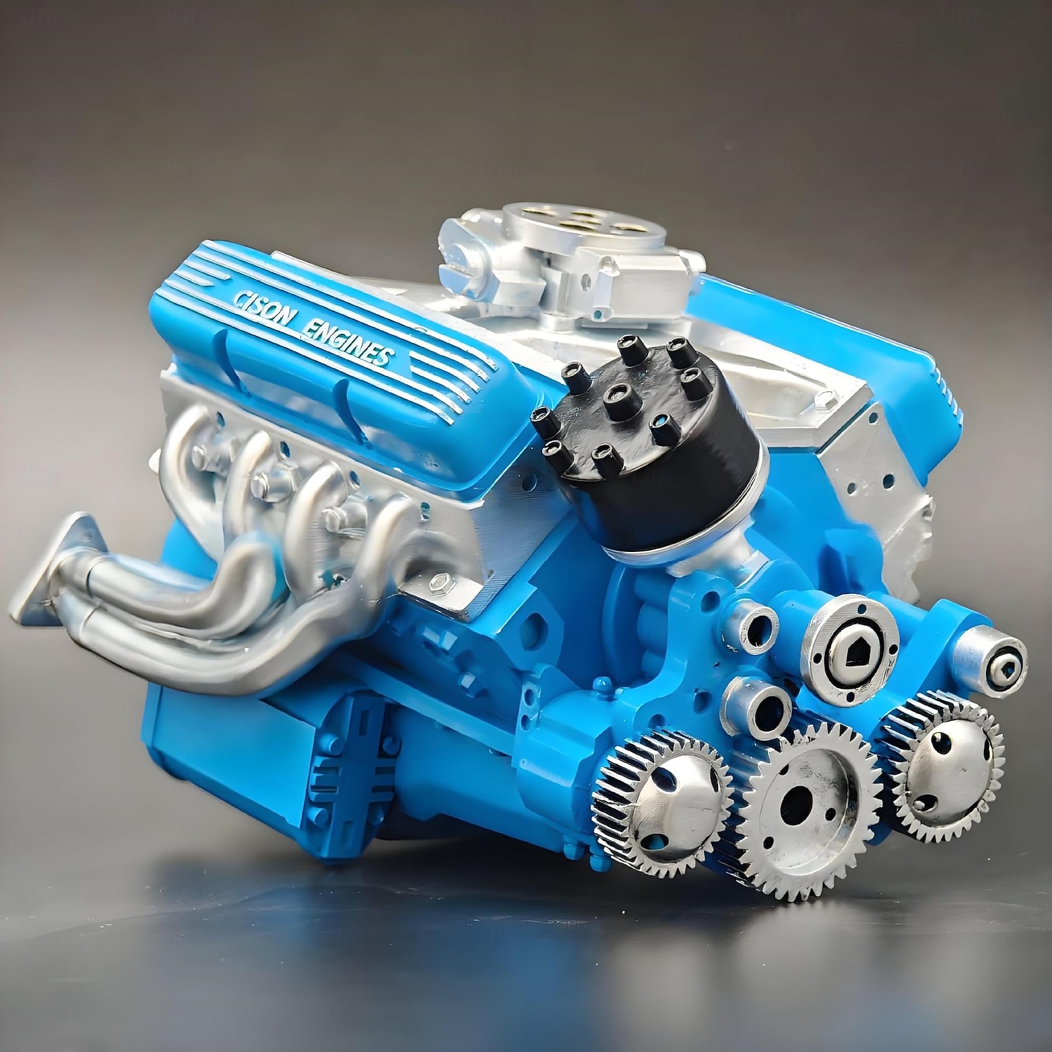 V8-motor hartsprydnad bensin liten blockmotor modellbyggsatser invecklad växeldesign motorfigur skulptur hantverk för skrivbord bokhylla dekoration 2025 - $20.99 –P8