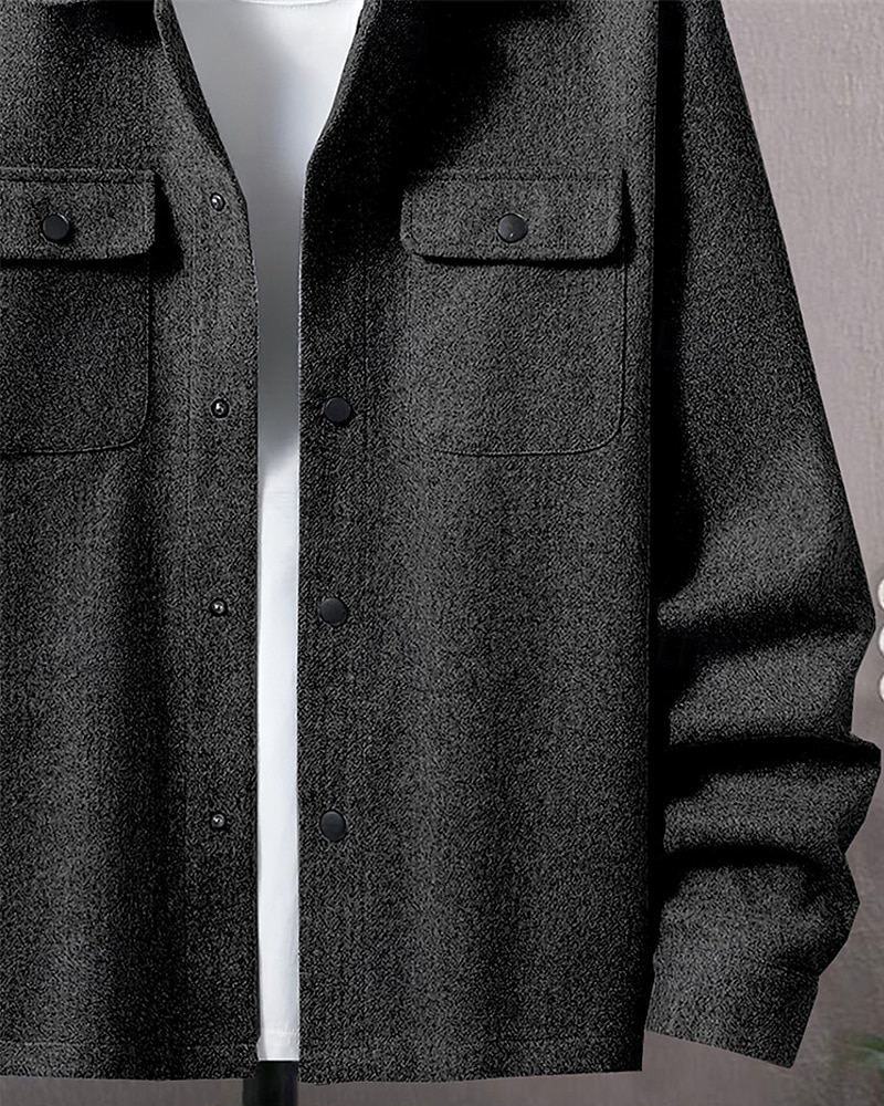 Homme Veste Légère Chemise Veste Veste Décontractée Chemise Vacances Quotidien Respirant Avec Poches Printemps Automne Uni Mode Classique Revers Régulier Noir bleu marine Kaki Gris Claire Vert de 2025 ? $27.99 –P5