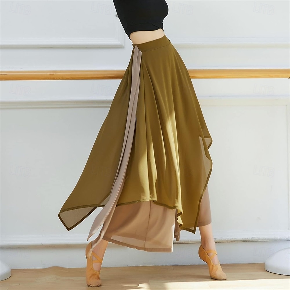 leggings com saia para mulheres, calças de ioga, leggings elásticas para dança de balé, meia-calça de chiffon com saia para balé latino, salsa e tango de 2025 por $25.99 –P13