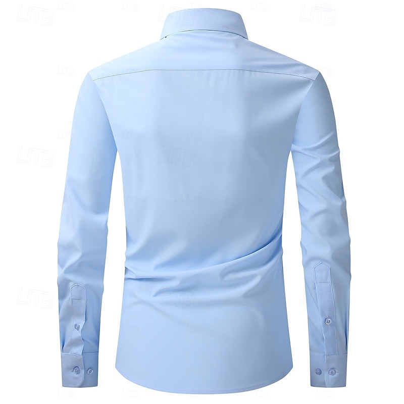 Men's Shirt Dress Shirt Collared Shirt Button Up Shirt Plain Office & Career Daily Wear White+Black White White+Blue Long Sleeve Shirt Collar All Seasons Clothing Apparel Multi-pack 2026 - $31.99 –P4