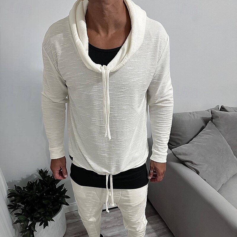 Per uomo Felpa con cappuccio Tuta da Ginnastica Set di felpe con cappuccio Nero Bianco Blu Cachi Con Cappuccio Semplice Coulisse Sport & Outdoor Quotidiano Ferie Poliestere Streetwear Essenziale del 2025 a $42.99 –P6