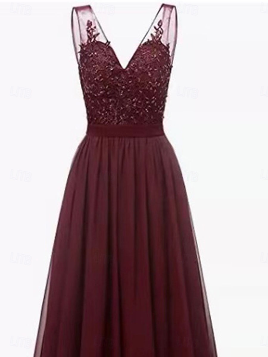 A-Linie Mutter der Braut Kleid Elegant Einfach V-Ausschnitt Bodenlang Ärmellos mit Falten 2025 - $109.99 –P4