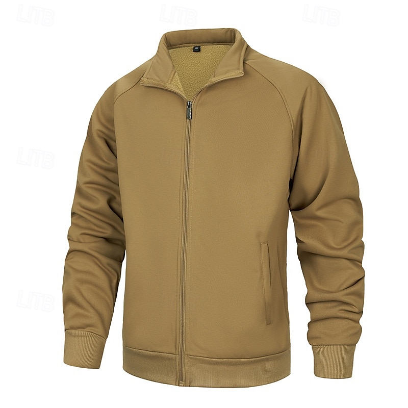 Per uomo Giacca in Pile Giacca Casual Vacanza Quotidiano Traspirabilità Tasca Primavera Autunno Semplice Moda Classico Collo alla coreana Regolare Nero Cachi Verde militare Grigio Giacca del 2025 a $29.99 –P3