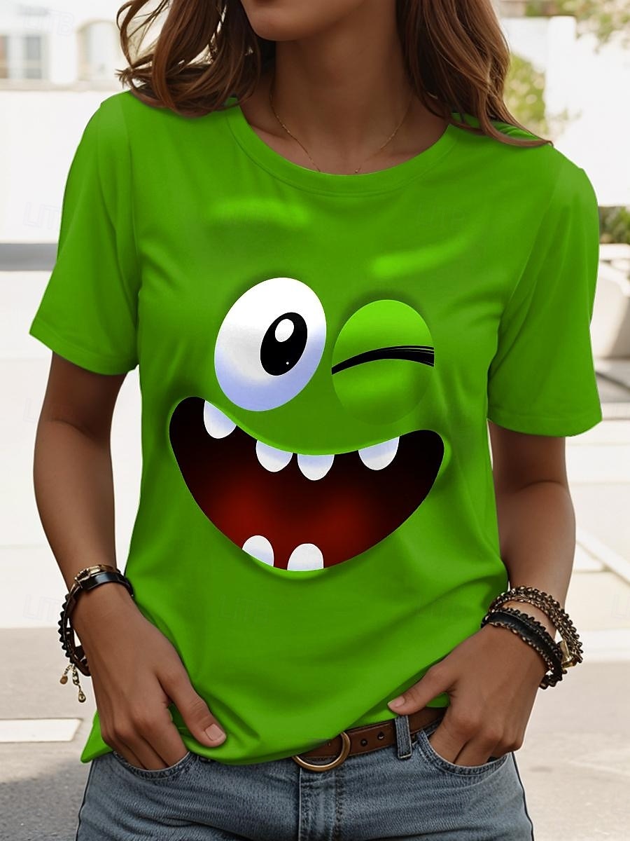 Femmes T-shirt Graphique Géométrie ancien Élégant Classique Manche Courte Col ras du cou Hauts Réguliers Quotidien Week-end Imprimé Jaune Bleu Violet Vert Été de 2025 ? $19.99 –P2