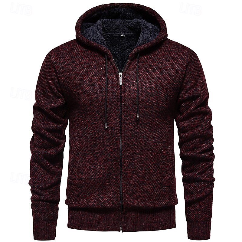 Hombre Chaqueta de Punto Suéter recortado Jersey con cremallera Suéter de punto Estriado Tejer Tops regulares Bolsillo Vellón Plano Con Capucha Moda Clásico Vacaciones Ropa Cotidiana Ropa Otoño 2025 - $21.99 –P6