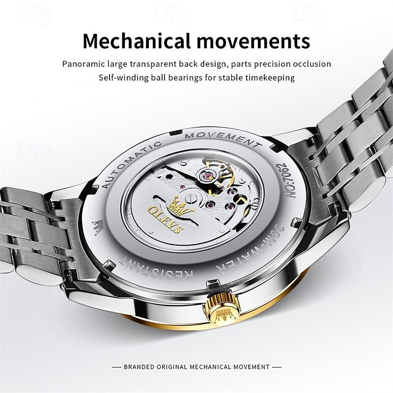 The New Olevs Brand Men'S Business Fully Automatic Mechanical Watch Is Waterproof Luminous Calendar And Day Display Fashionable And Trendy Men'S Watch Casual Sports Wristwatch 2025 - $68.99 –P5
