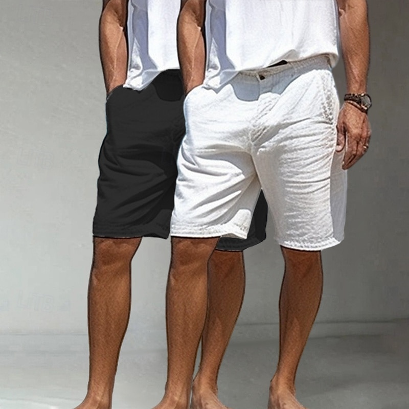 Per uomo Shorts Shorts di Lino Shorts eleganti Pantaloncini Estivi Shorts da Spiaggia Tasca Bottoni Gamba Dritta Semplice Comodità Traspirante Lunghezza al ginocchio Casuale Quotidiano Ferie Vacanza del 2025 a $27.99 –P11