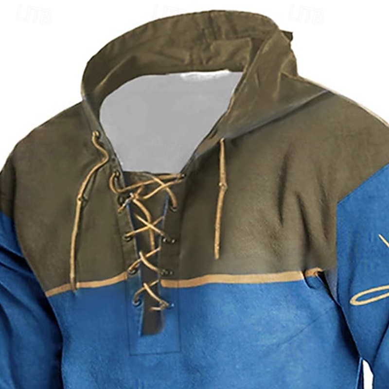 Herr Huvtröja Blå Huva Färgblock Spetsknuten Lappverk Sport & Utomhus Dagligen Helgdag Polyester Streetwear Grundläggande Ledigt Vår Höst Kläder Pull Tröjor Långärmad 2025 - $41.99 –P2