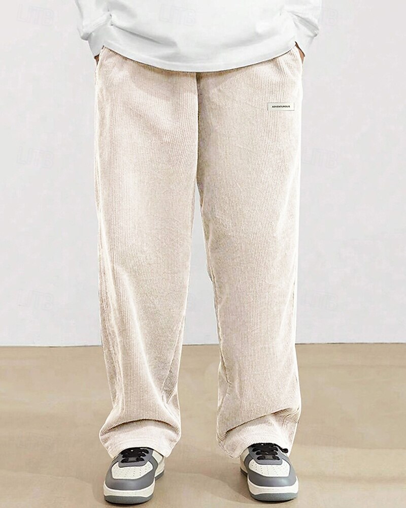 Homens Calças de Veludo Calças Calça casual Bolsos Cintura elástica Com Cordão Tecido Conforto Esportes Diário Moda Casual Preto Branco Micro-Elástica de 2025 por $26.99 –P17