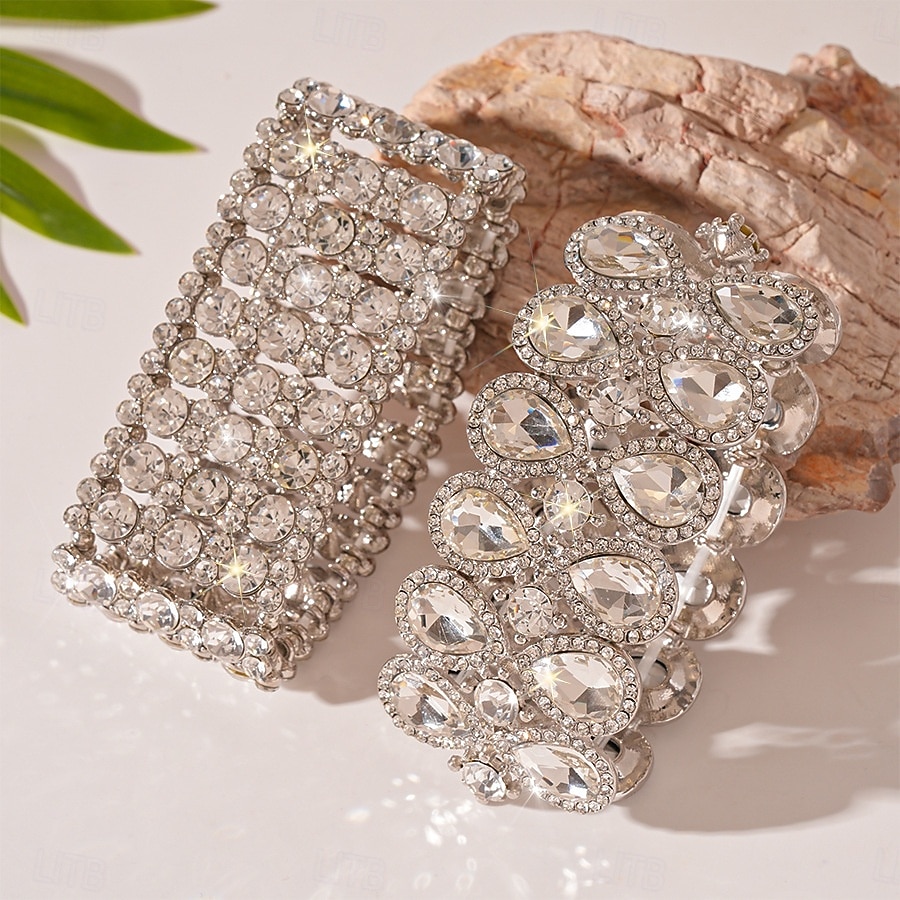 Γυναικείο βραχιόλι με στρας - λαμπερό κρυστάλλινο βραχιόλι για κοκτέιλ πάρτι και βραδινές εκδηλώσεις 2026 - $18.99 –P5