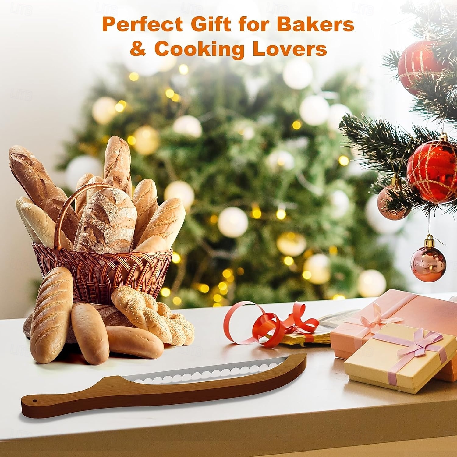Coltello per pane fatto in casa, con lama in noce e seghettata in acciaio inox ultra affilata, coltello per pane a lievitazione naturale per bagel, baguette e pagnotte rustiche - colore noce del 2025 a $13.99 –P6