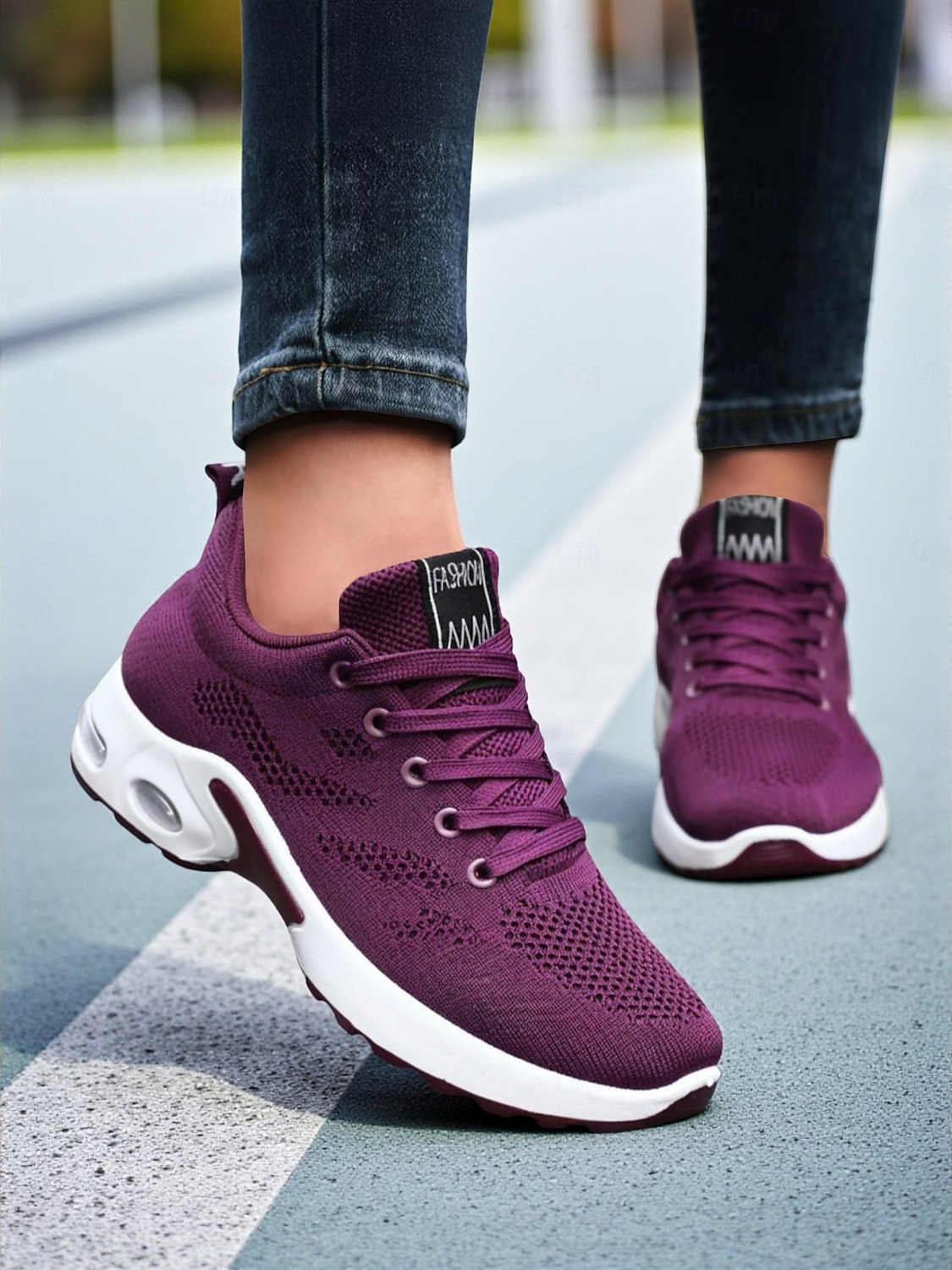 נעלי ריצה סגולות לנשים מדגם flyknit – נעלי ספורט קלות ונושמות לחדר כושר, ריצה קלה, הליכה וללבוש יומיומי 2025 - $19.99 –P4