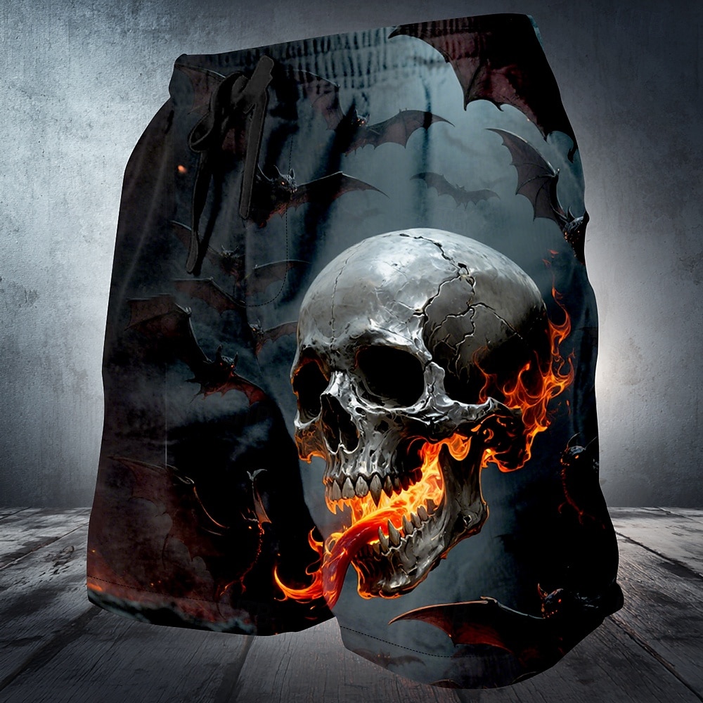 Pantaloni Corti Costumi Uomo Teschio Fiamma Pantaloni Corti da Spiaggia Pantaloni Corti in Spugna Vita Media Stile Dark Gothic Vacanza Vacanza Stampa 3D con Tasche Laterali Vita Elasticizzata con del 2026 a $20.99 –P1
