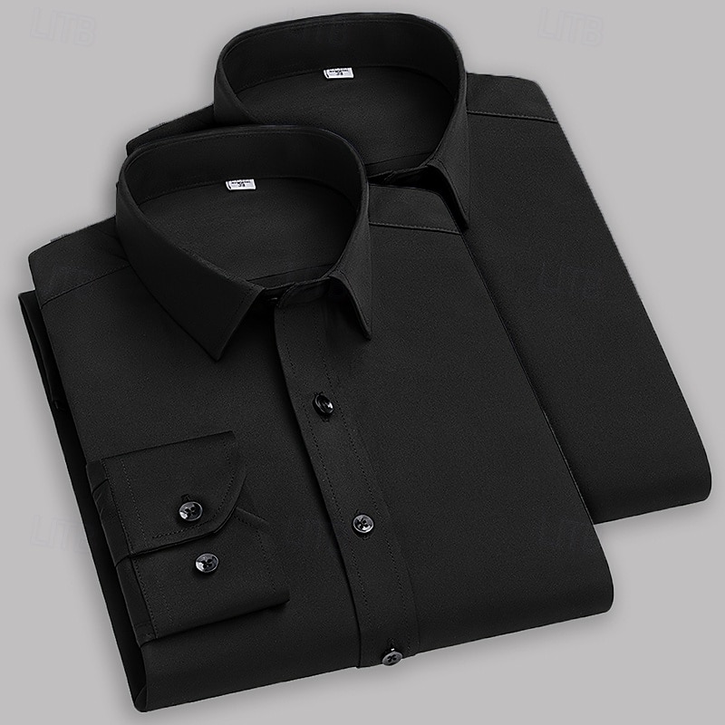Men's Shirt Dress Shirt Button Up Shirt Tuxedo Shirts Solid / Plain Color Office & Career Daily Wear Navy Blue+Black Black Black+Gray Long Sleeve Shirt Collar All Seasons Clothing Apparel Multi-pack 2026 - $31.99 –P6