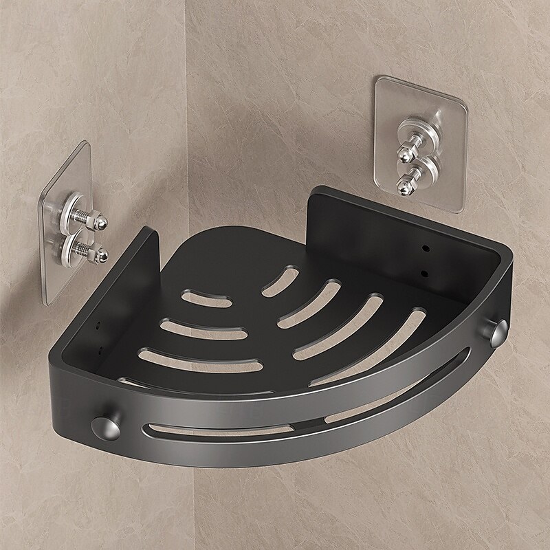 Mensola triangolare per bagno in ABS grigio canna di fucile, senza foratura, portaoggetti angolare per doccia, supporto da parete per WC, lavandino, mobiletto per lavabo, organizer per bagno del 2025 a $11.99 –P6