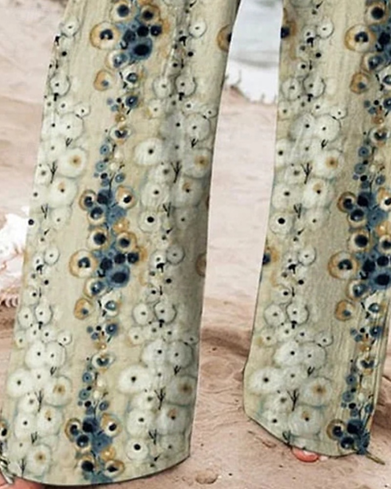 Per donna Gamba larga Pantaloni Pantaloni Palazzo Moda Boho Lunghezza intera Vita Alta Fiore Elastico in vita Coulisse Stampato Traspirabilità Confortevole Streetwear Abbigliamento quotidiano Uscire del 2025 a AU $40.29 –P3