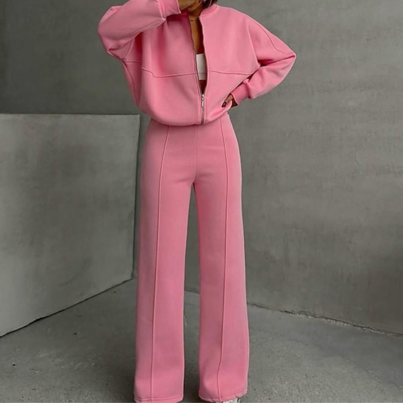 Per donna Tuta da Ginnastica Pantaloni da Tuta Abiti da salotto Con zip Tasca Tinta unita Completo Abbigliamento Autunno & Inverno Nero Bianco Palestra Allenamento Corsa Vita Alta Antivento Leggero del 2026 a $40.99 –P11