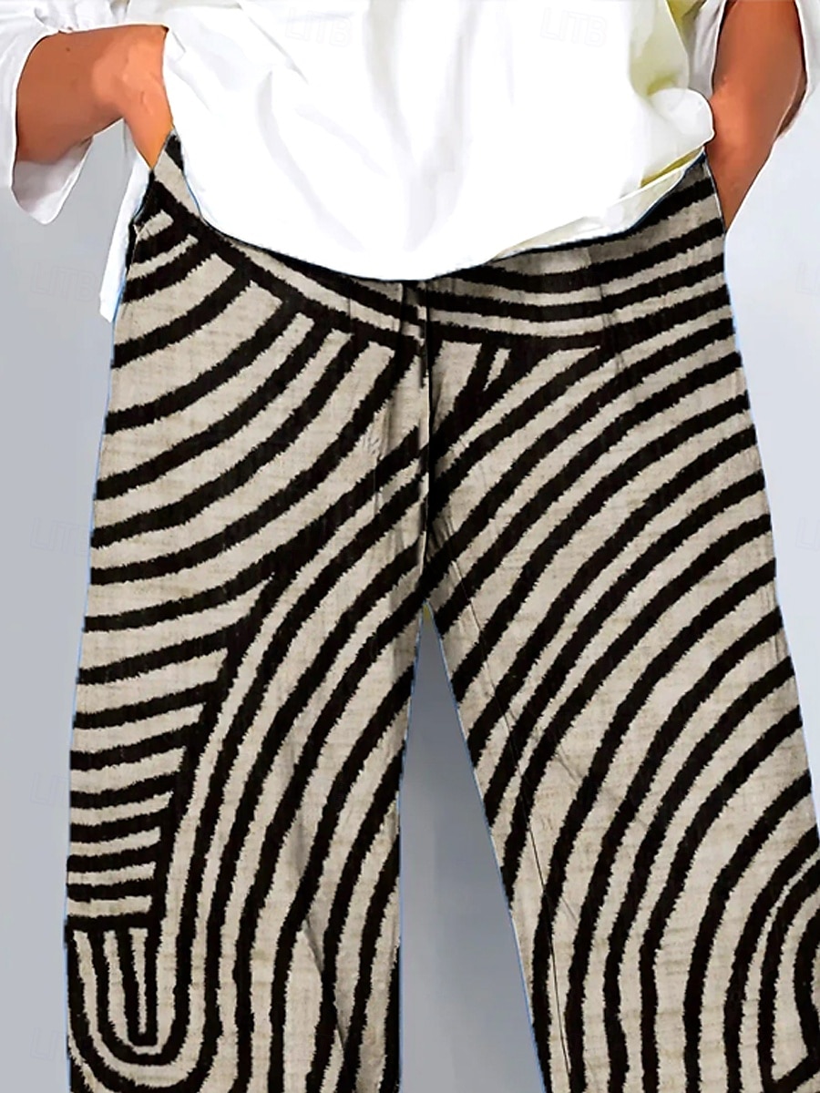 Per donna Gamba larga Chinos Pantaloni Larghi Vacanza Vintage Stile Etnico Lunghezza alla caviglia Vita Alta Grafico Geometrico A Pois Patchwork Coulisse Stampa Traspirante Inelastico All'aperto del 2025 a $20.99 –P2