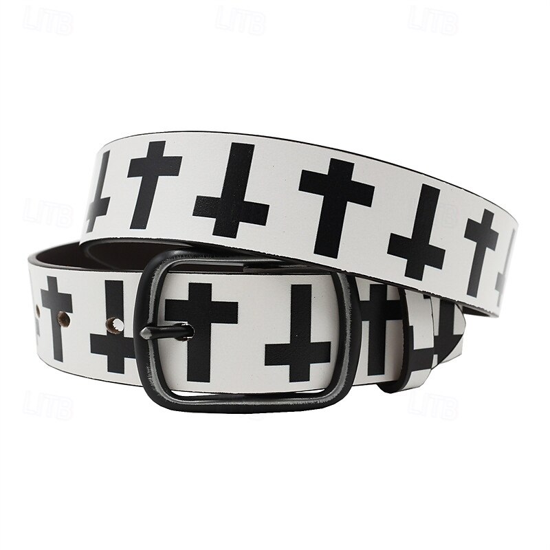 Men's Belt Waist Belt Black White Dermis Alloy Durable Adjustable Cross Outdoor Daily 2025 - $29.99 –P8