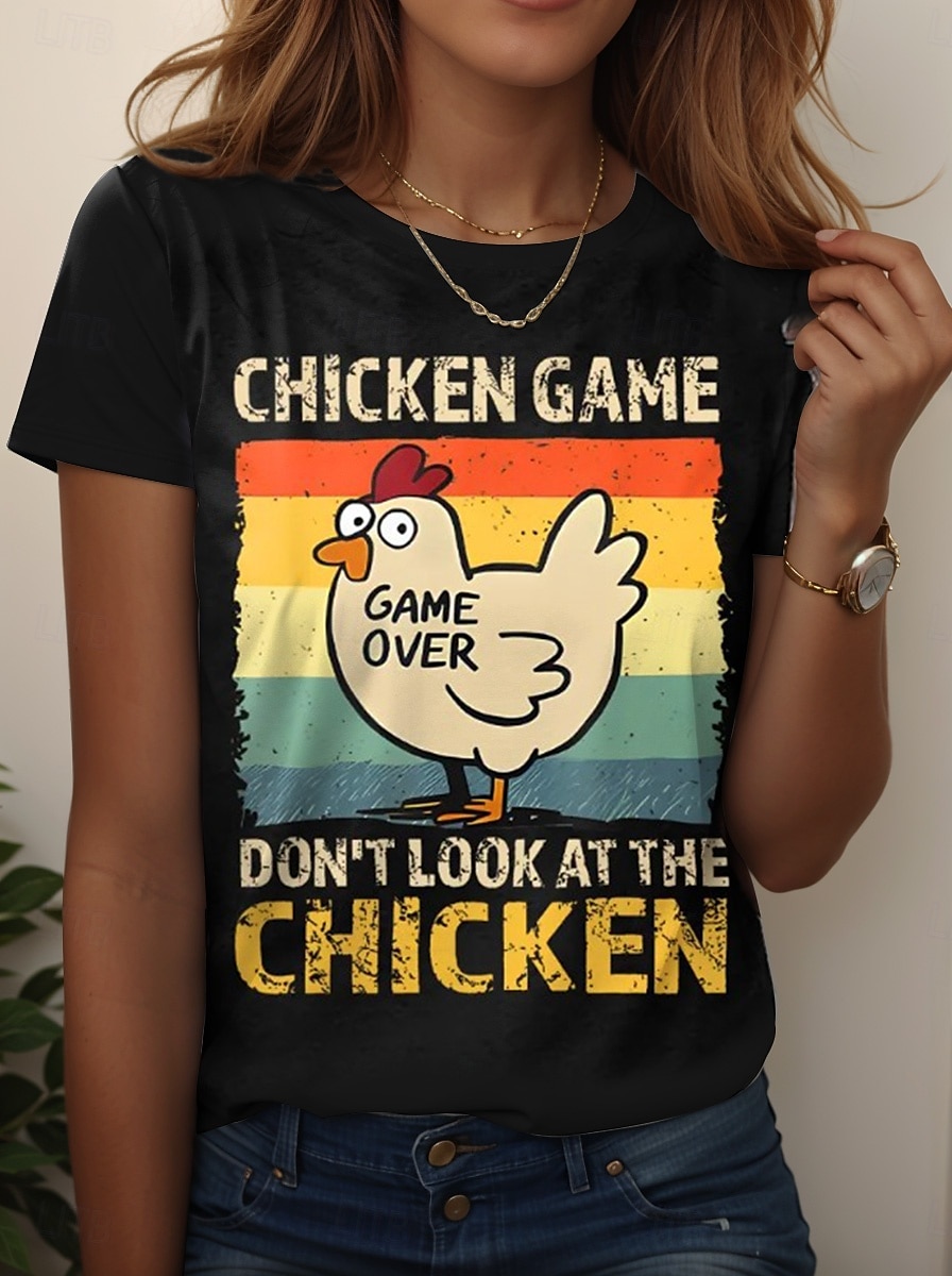 ziua Recunoștinței Pentru femei Tricou Grafic Animal Cocoș Epocă Stilat Clasic Manșon scurt Stil Nautic Rotund Topuri obișnuite Zilnic Sfârșit de săptămână Imprimeu Negru Alb Roz Îmbujorat Albastru 2025 - $19.99 –P2