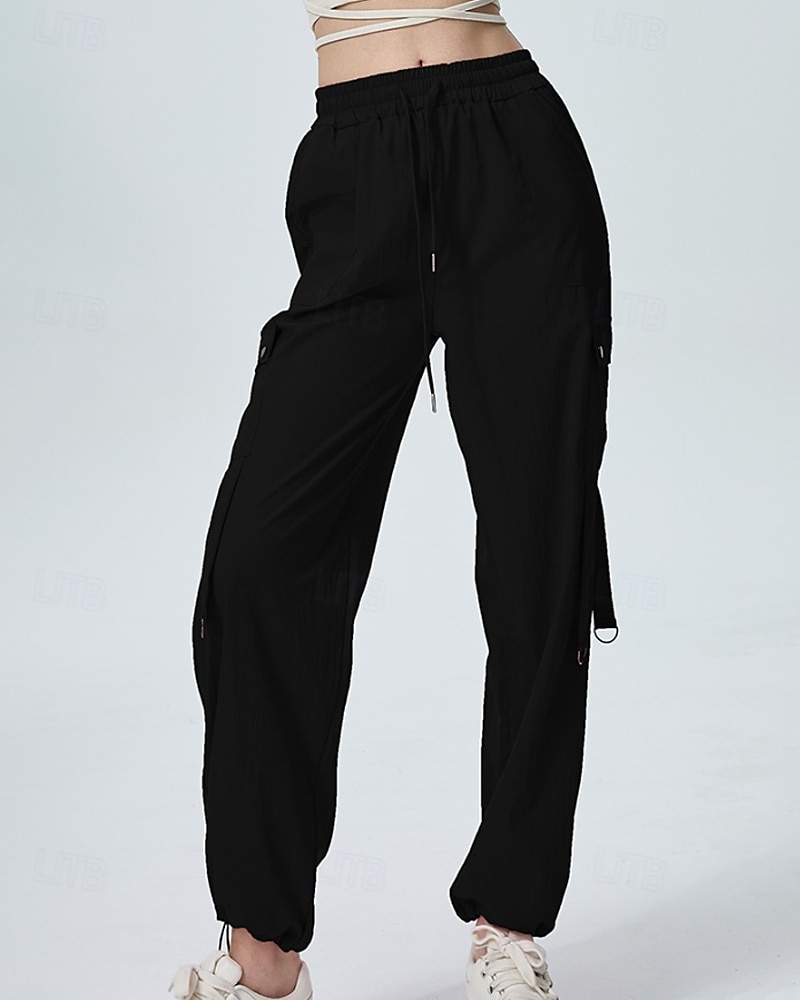 Femmes Pantalons Cargo Slacks Streetwear Occasionnel Longueur complète Naturel Uni Avec Poches Conception à cordon élastique Doux Tenue quotidienne Week-end Noir Rouge Fuchsia Gris argenté Automne de 2025 ? $22.99 –P15