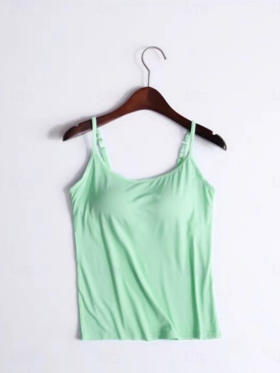 Dame Camisole Tank Top Helfarge Daglig Fritid Ermeløs Med stropper Vanlige topper Daglig Svart Hvit Rosa Lilla Fuksia Sommer 2025 - $15.99 –P7