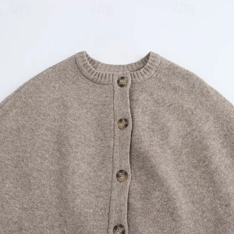 Damen Kappe Mode Lässig Weich Einfarbig Gerippt Rundhalsausschnitt Knöpfe Gestrickt Langarm Normale Oberteile Stricken Outdoor Täglich Wochenende Schwarz Weiß Herbst Winter 2025 - $47.99 –P3