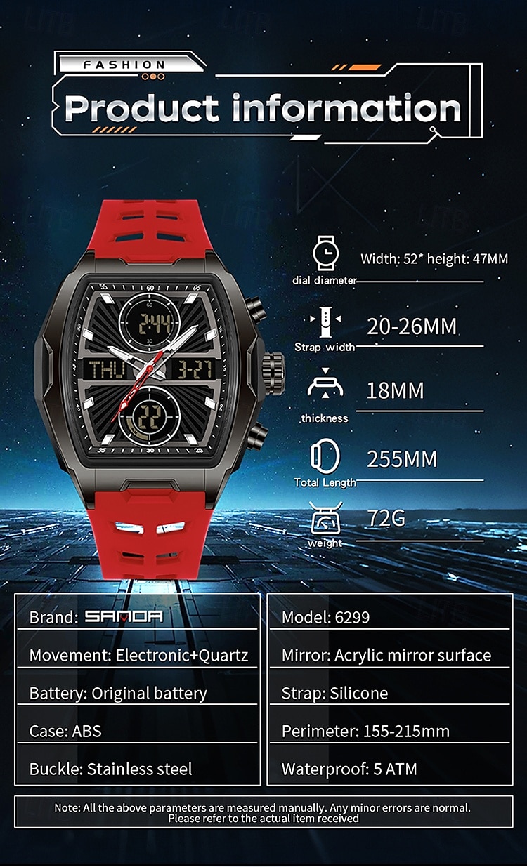 SANDA подарок для женщин и мужчин цифровые часы большой циферблат спортивные часы на открытом воздухе повседневные светящиеся часы-стоп будильник таймер силиконовые часы 2026 - $37.99 –P8