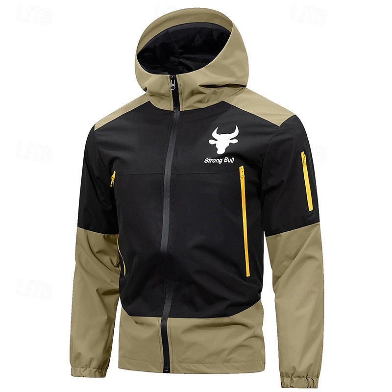 Herren Sport Jacke Regenmantel Wanderjacke Windjacke Outdoor Sport Wasserdicht Windjacke Reißverschluss Tasche Frühling Herbst Farbblock Mode Streetwear Mit Kapuze Regulär Hellgrün Dunkelgrün Khaki 2025 - $52.99 –P8