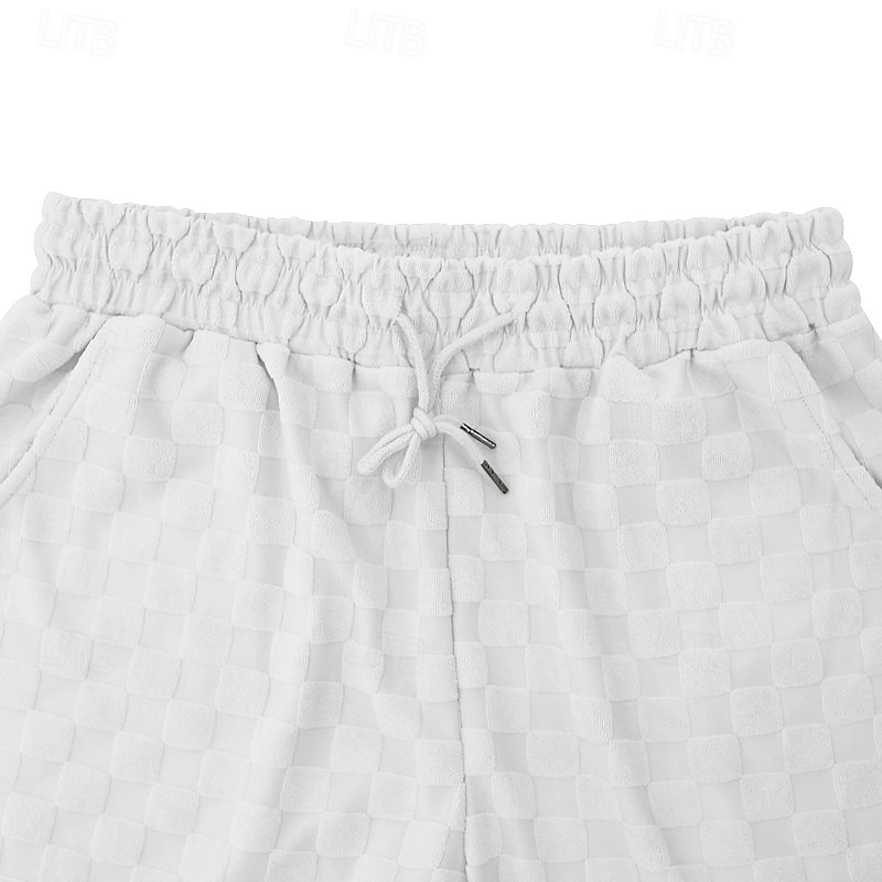 Herr T-shirtkostymer Träningsoverall Tennisskjorta Shorts och T-shirt set Kort ärm Rund hals Sommar Rutig Slät Gymnastik Ledigt 2 st Semester Dagliga kläder Sportkläder Svart Vit Grå Topp t-shirt för 2025 - $23.99 –P6