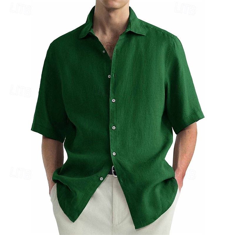 Herren Hemd Sommerhemd Freizeithemd Strandhemd Knopfhemd Schwarz Weiß Hellgrün Rosa Wein Kurzarm Einfach Revers Urlaub Hawaiianisch Bekleidung 100% Baumwolle Mode Lässig Bequem 2025 - $25.99 –P8